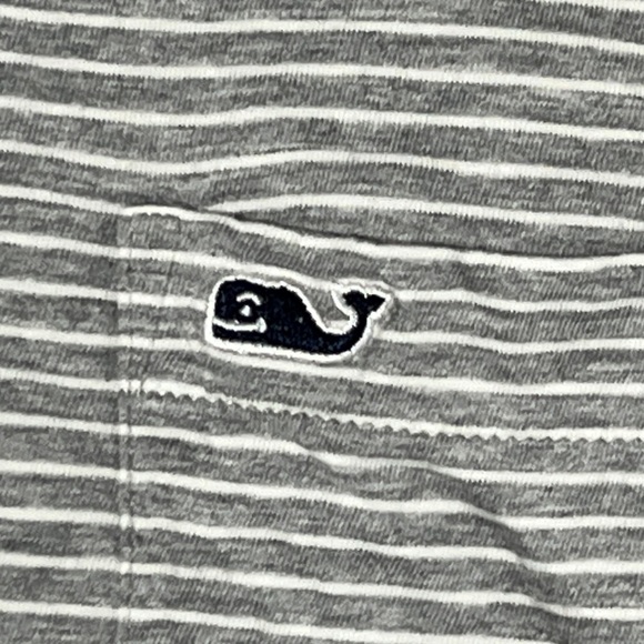 Vineyard Vines Classic Fit Gray Striped Golf Tennis Short Sleeve Preppy Shirt - Picture 4 of 5